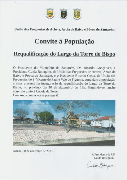 Convite a População Requalificação do largo da Torre do Bispo 